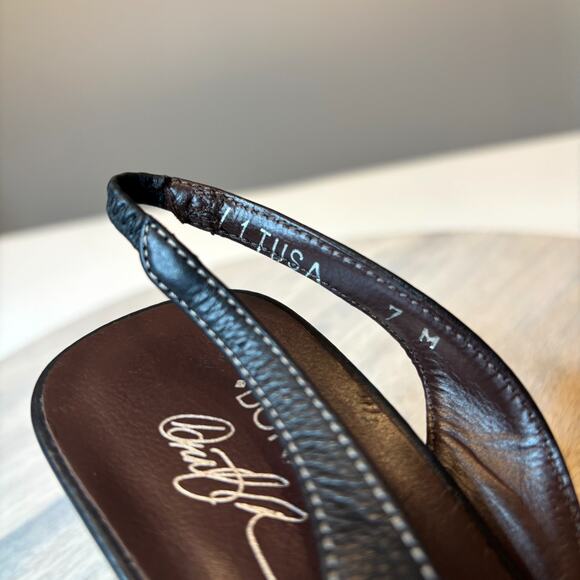 Donald J Pliner Shoes Black Slingback Peep Toe Kitten Heels US Size 7 M Italy - Picture 12 of 12